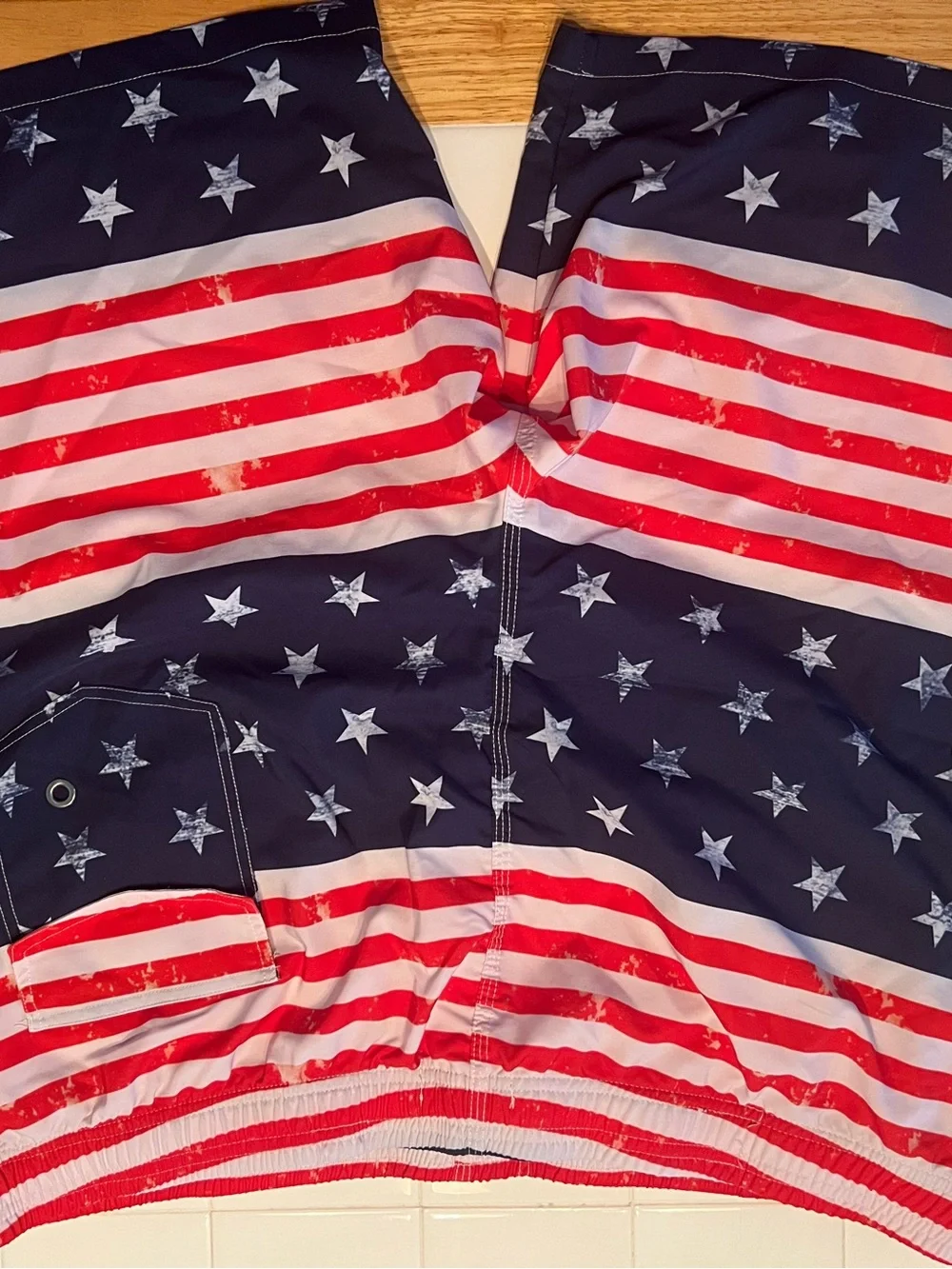 Men’s American Flag Swim Shorts - Navy, Red & White, size 4XL, fits like 46-48